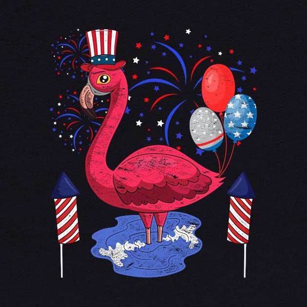 Tropical Bird USA Patriotic American Flamingo Animal 4th Of July by shirtsyoulike